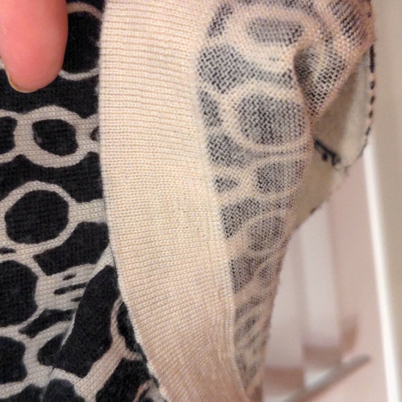 J. Crew Size M 100% Wool Dress Elbow Length Sleeves Chain Pattern Black & Cream - Picture 7 of 11